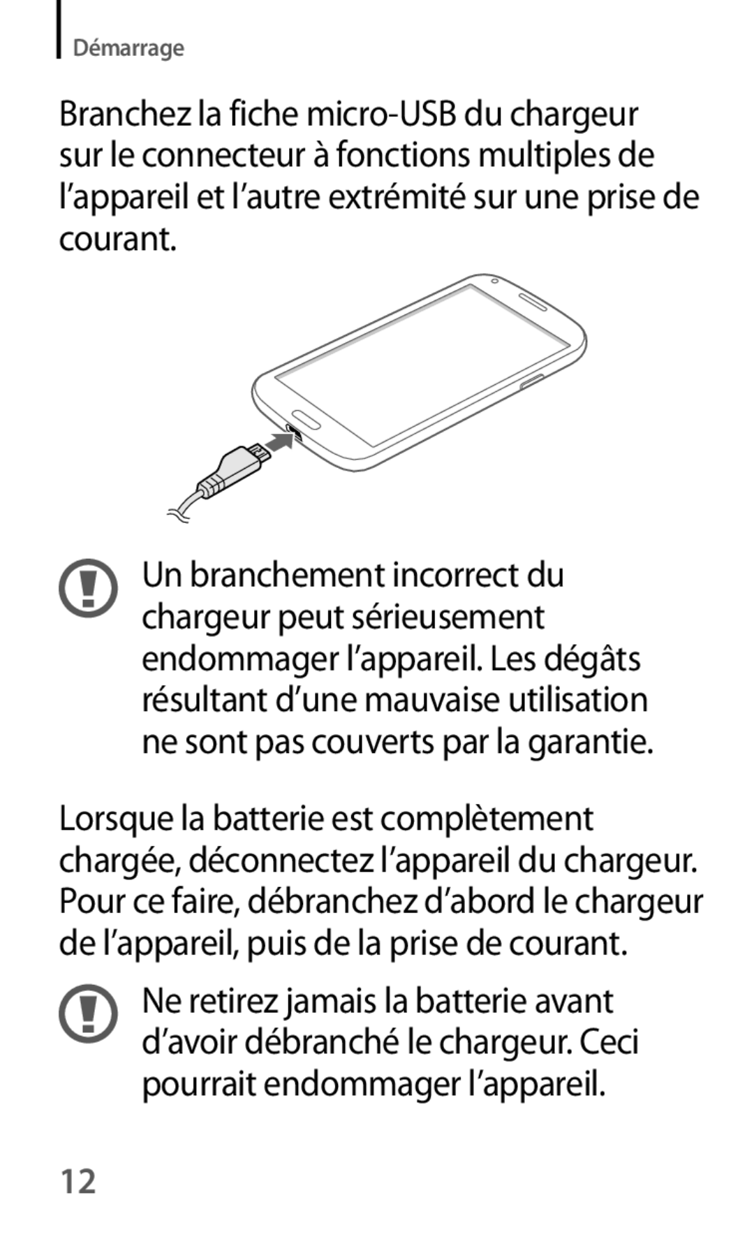 Samsung SM-G3500ZKAFTM, SM-G3500ZWAVGF, SM-G3500ZWANRJ, SM-G3500ZKAVGF, SM-G3500ZKANRJ, SM-G3500ZKAXEF manual Démarrage 