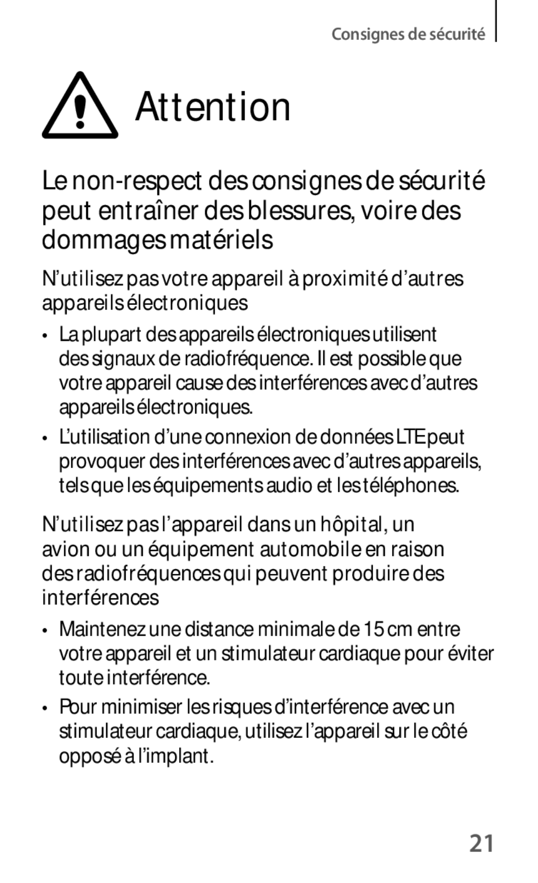 Samsung SM-G3500ZKAXEF, SM-G3500ZWAVGF, SM-G3500ZWANRJ, SM-G3500ZKAVGF, SM-G3500ZKANRJ, SM-G3500ZKAFTM Consignes de sécurité 