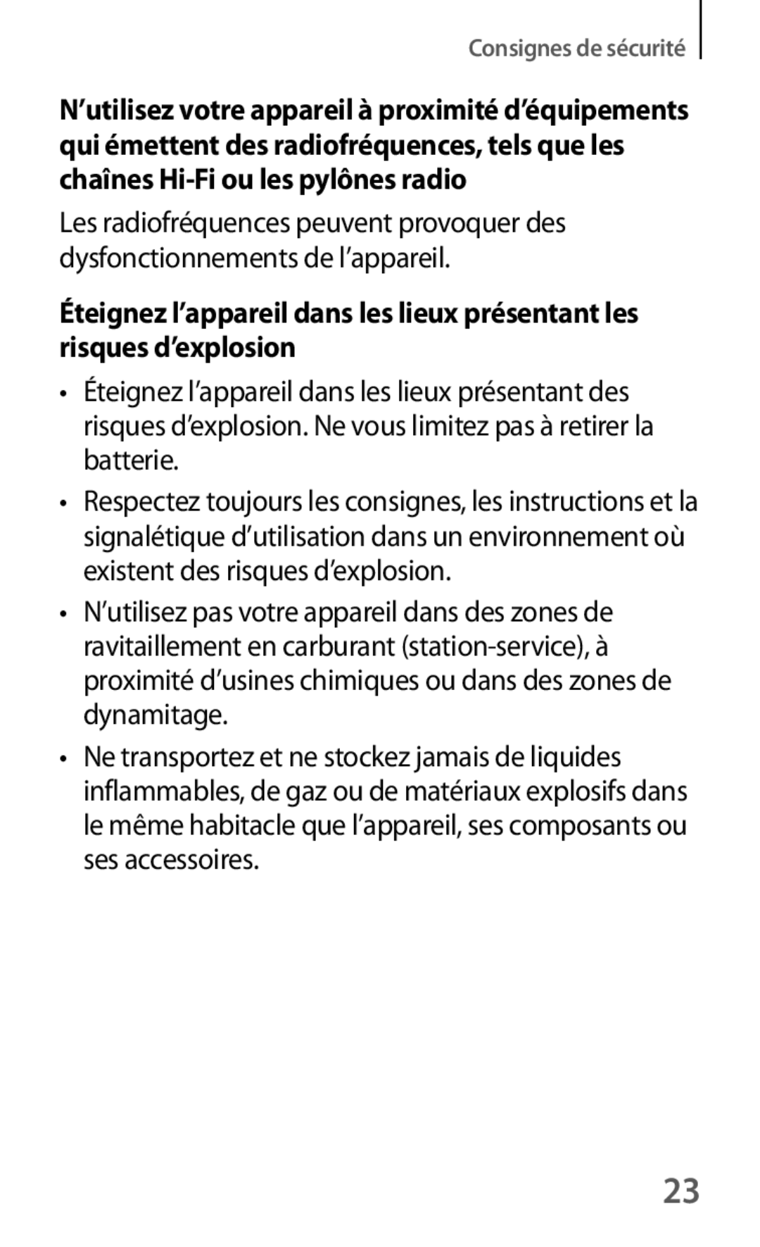 Samsung SM-G3500ZIAXEF, SM-G3500ZWAVGF, SM-G3500ZWANRJ, SM-G3500ZKAVGF, SM-G3500ZKANRJ, SM-G3500ZKAFTM Consignes de sécurité 