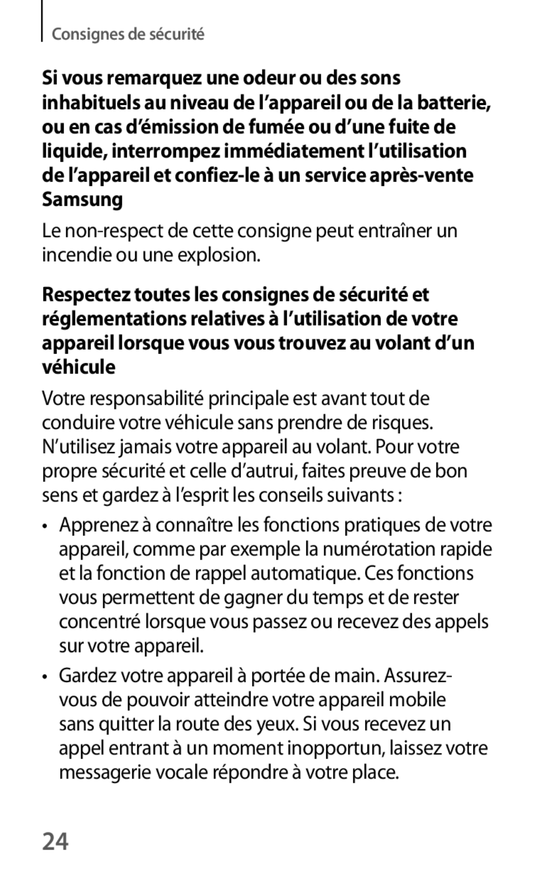 Samsung SM-G3500ZWAVGF, SM-G3500ZWANRJ, SM-G3500ZKAVGF, SM-G3500ZKANRJ, SM-G3500ZKAFTM, SM-G3500ZKAXEF Consignes de sécurité 