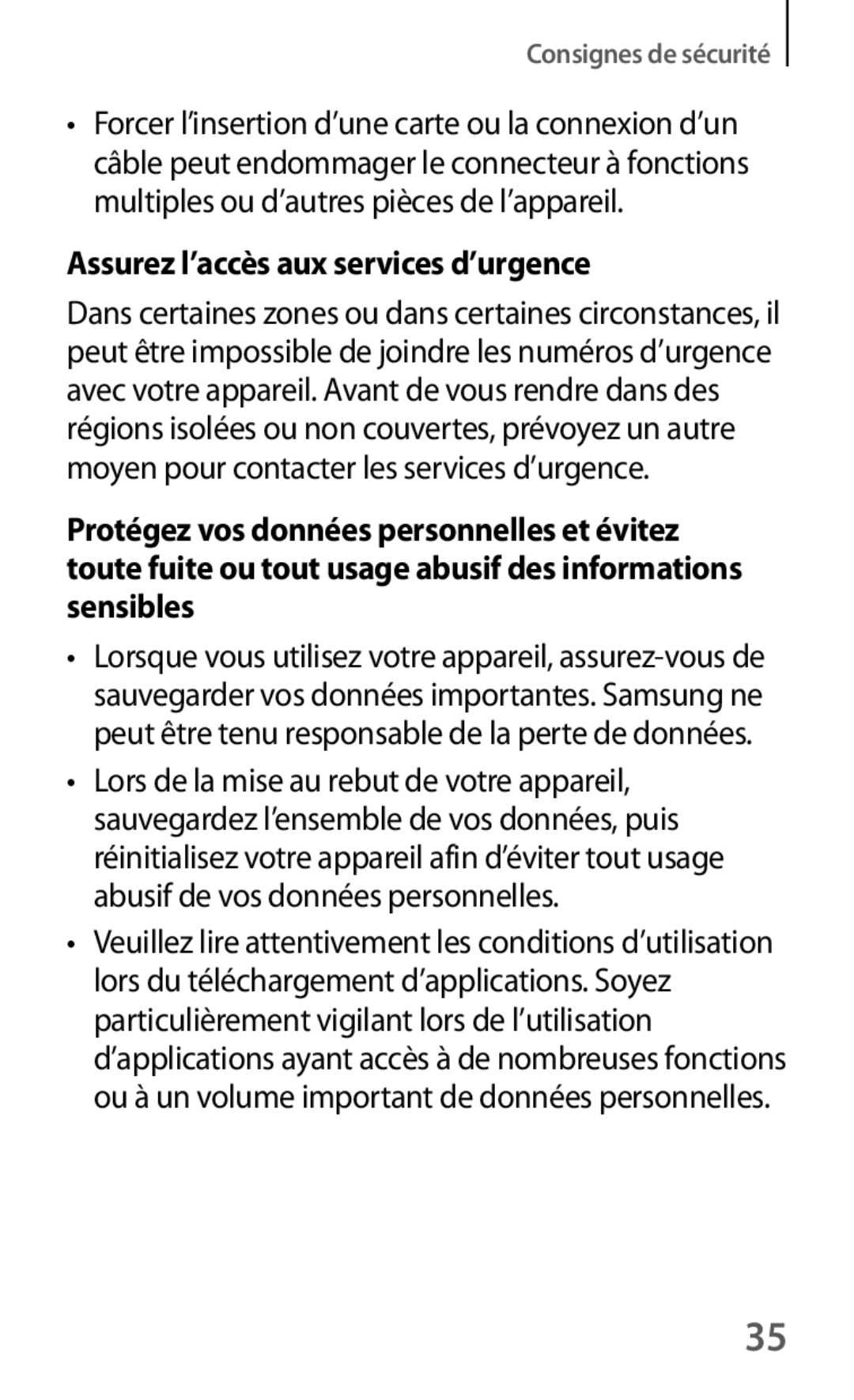 Samsung SM-G3500ZKANRJ, SM-G3500ZWAVGF, SM-G3500ZWANRJ, SM-G3500ZKAVGF, SM-G3500ZKAFTM Assurez l’accès aux services d’urgence 