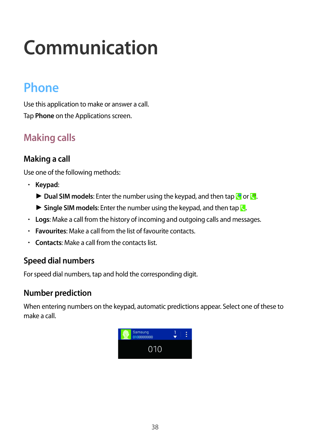 Samsung SM-G355HZWDXXV, SM-G355HZKDKSA, SM-G355HZWDKSA, SM-G355HZKDXXV manual Communication, Phone, Making calls 