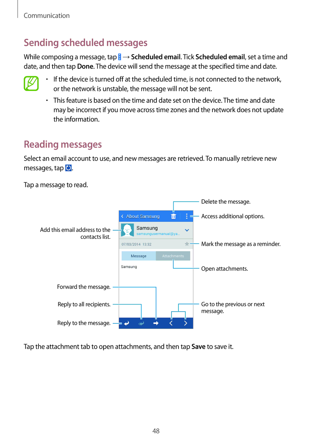 Samsung SM-G355HZKDKSA, SM-G355HZWDKSA, SM-G355HZWDXXV, SM-G355HZKDXXV manual Reading messages 