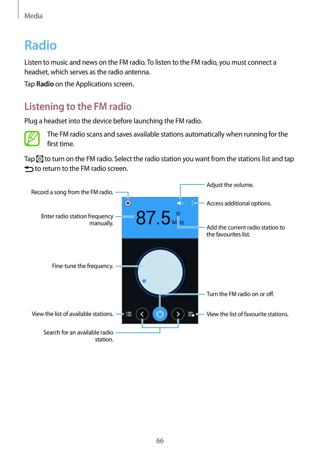 Samsung SM-G355HZKNPRT, SM-G355HZKNTPL, SM-G355HZWNITV, SM-G355HZKNITV, SM-G355HZWNTPL manual Radio, Listening to the FM radio 