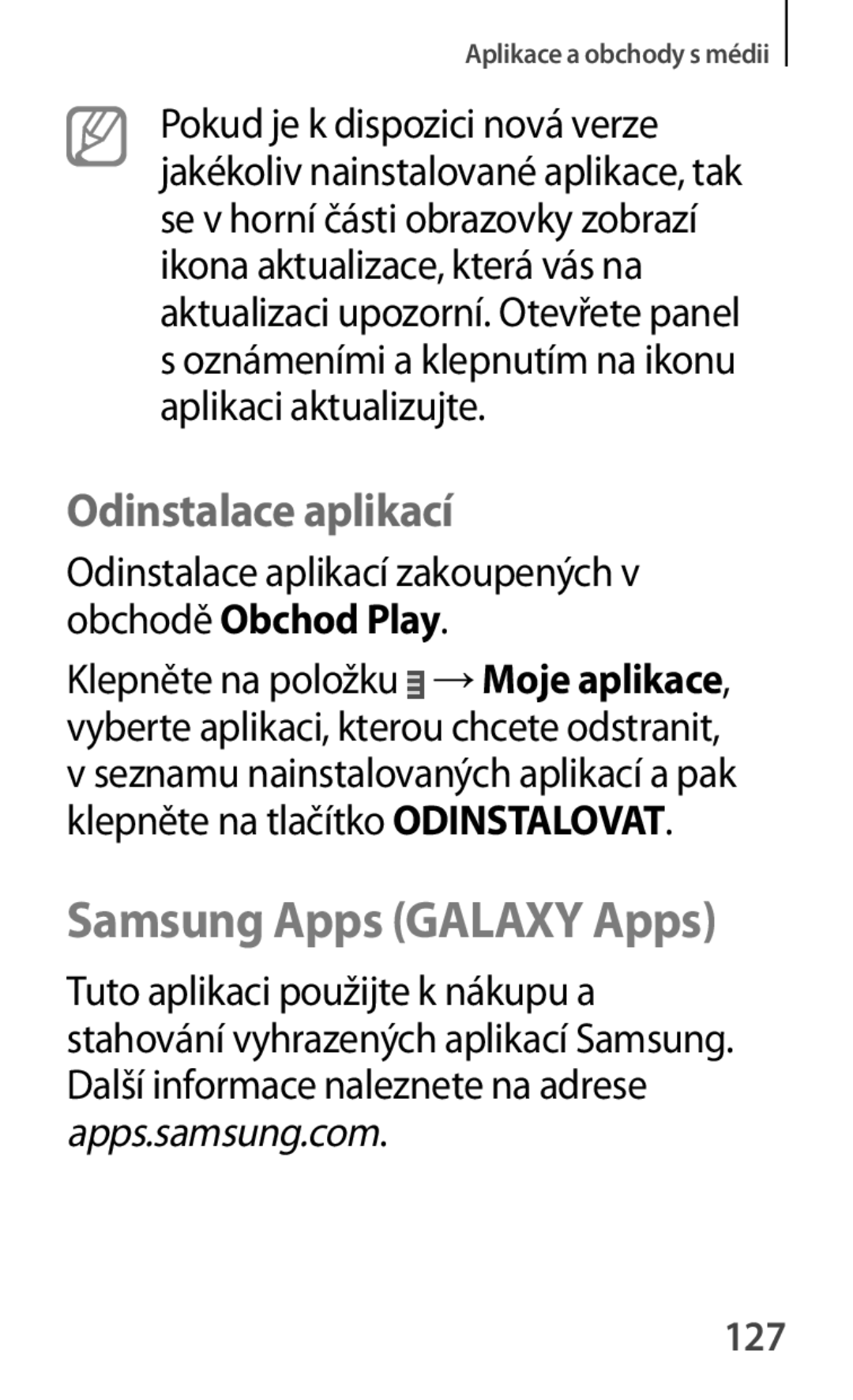 Samsung SM-G355HZKDXEH, SM-G355HZWDXEH, SM2G355HZWDXEH, SM-G355HZWDAUT, SM-G355HZKDAUT manual Samsung Apps Galaxy Apps, 127 