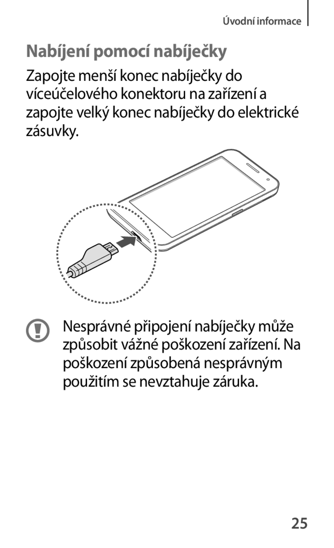 Samsung SM-G355HZKDXEH, SM-G355HZWDXEH, SM2G355HZWDXEH, SM-G355HZWDAUT, SM-G355HZKDAUT manual Nabíjení pomocí nabíječky 