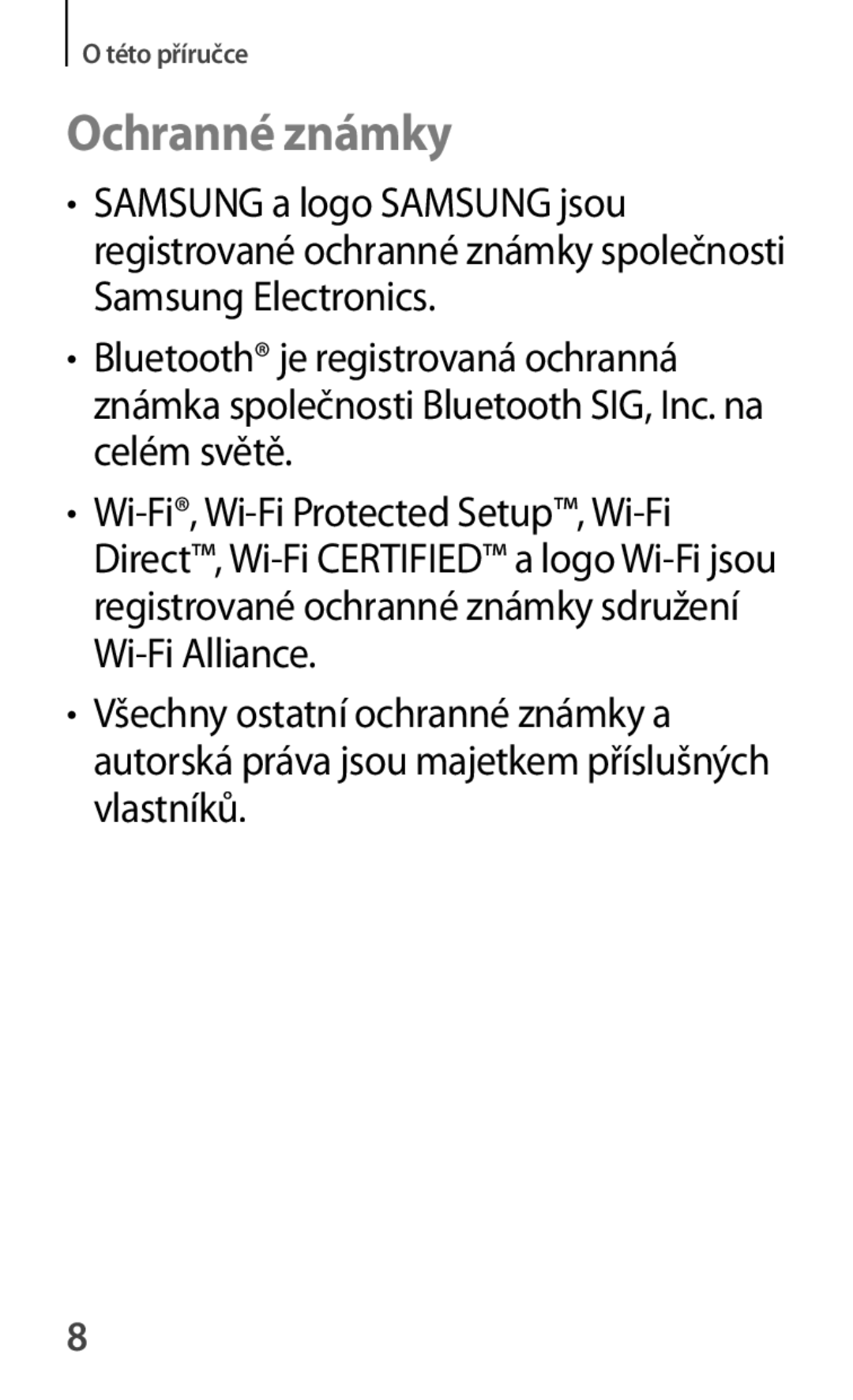 Samsung SM2G355HZWDXEH, SM-G355HZWDXEH, SM-G355HZKDXEH, SM-G355HZWDAUT, SM-G355HZKDAUT, SM2G355HZKDXEH manual Ochranné známky 