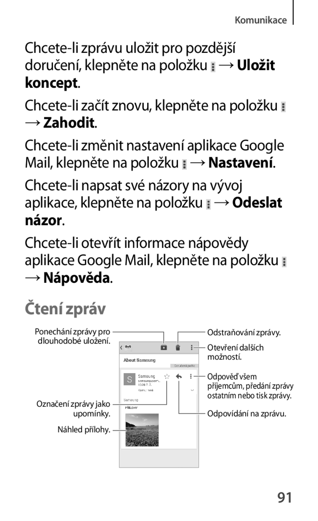 Samsung SM-G355HZKDXEH, SM-G355HZWDXEH, SM2G355HZWDXEH, SM-G355HZWDAUT, SM-G355HZKDAUT manual → Zahodit, Názor, → Nápověda 