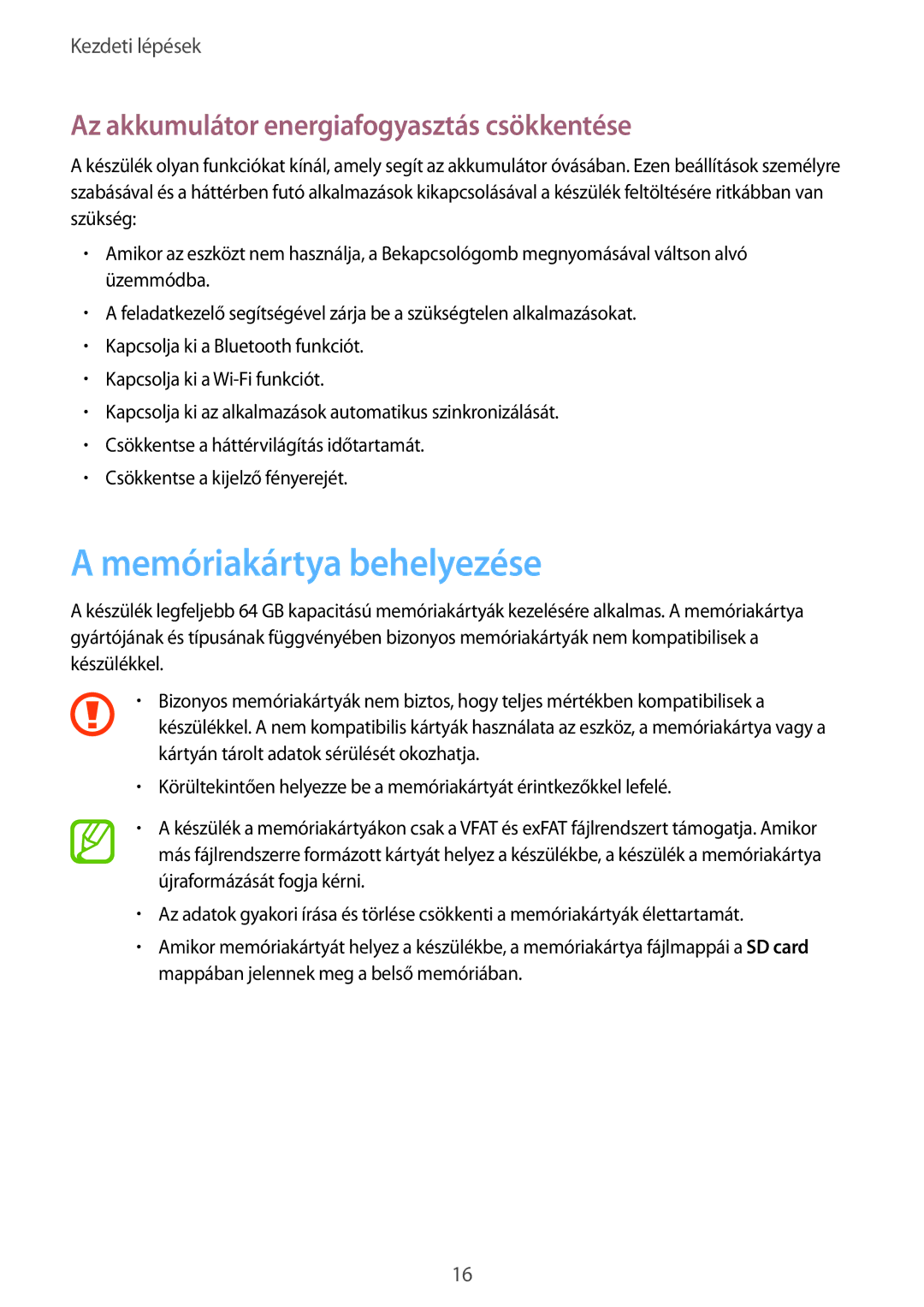 Samsung SM-G355HZKDAUT, SM-G355HZWDXEH manual Memóriakártya behelyezése, Az akkumulátor energiafogyasztás csökkentése 