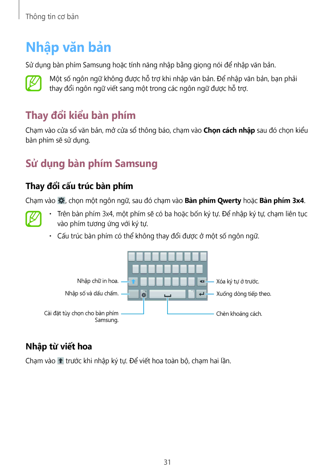Samsung SM-G355HZKDXXV manual Nhập văn bản, Thay đổi kiểu bàn phím, Sử dụng bàn phím Samsung, Thay đổi cấu trúc bàn phím 
