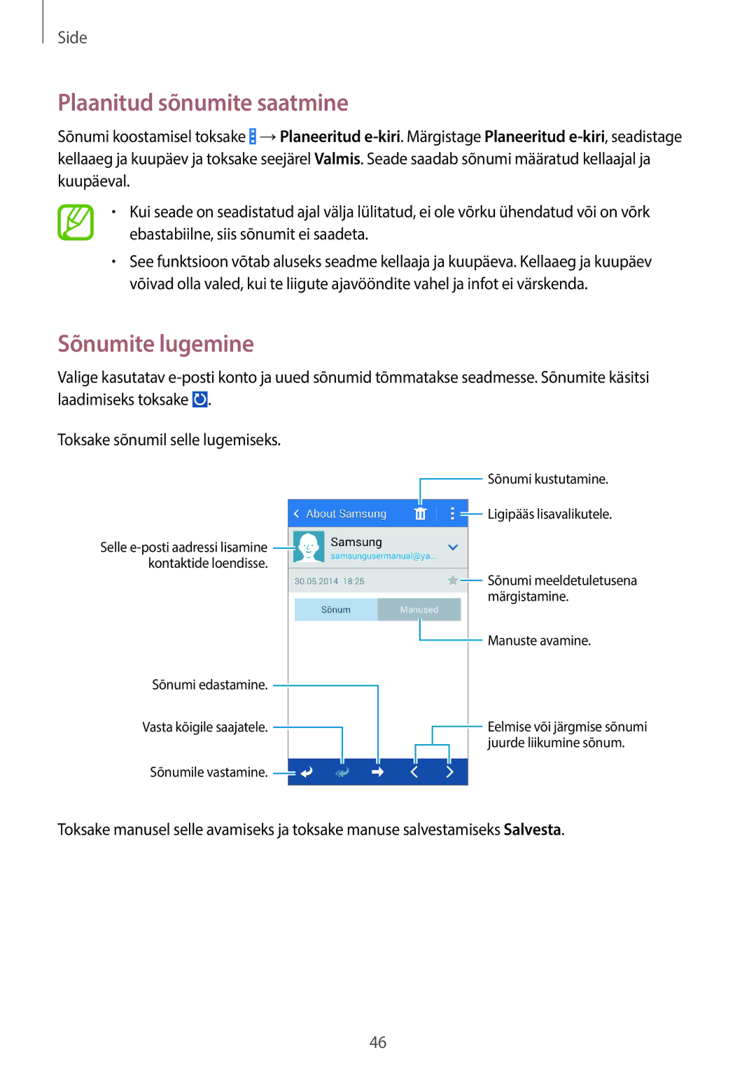 Samsung SM-G355HZWNSEB, SM-G355HZKNSEB manual Sõnumite lugemine 