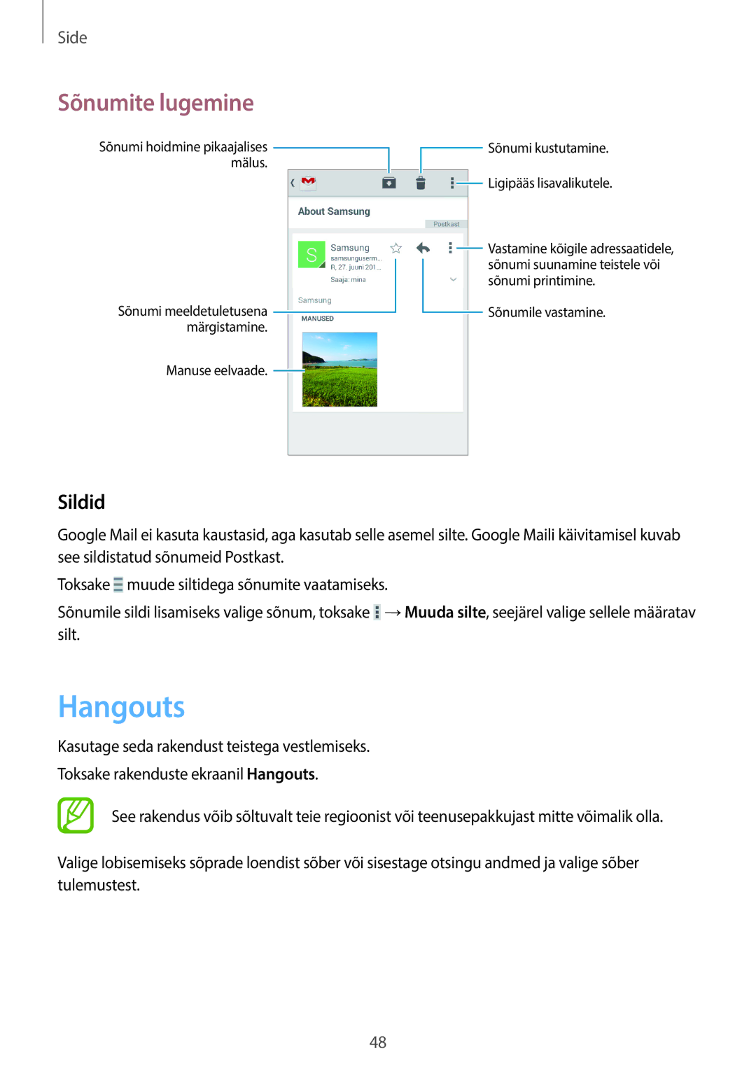 Samsung SM-G355HZWNSEB, SM-G355HZKNSEB manual Hangouts, Sildid 