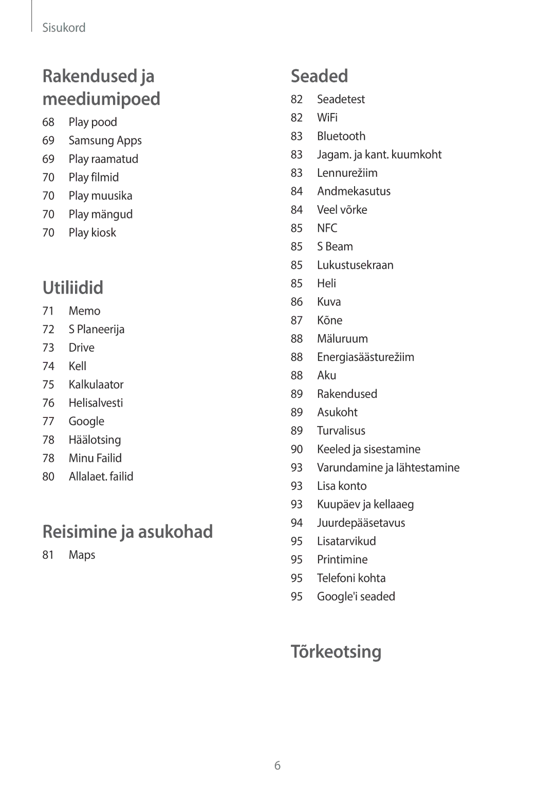 Samsung SM-G355HZWNSEB, SM-G355HZKNSEB manual Reisimine ja asukohad 