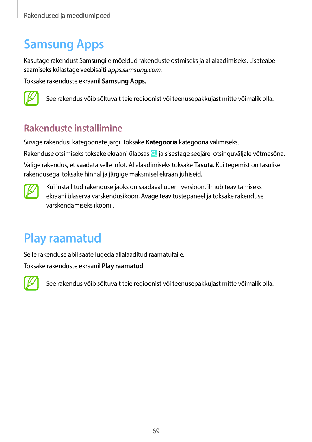 Samsung SM-G355HZKNSEB, SM-G355HZWNSEB manual Samsung Apps, Play raamatud 