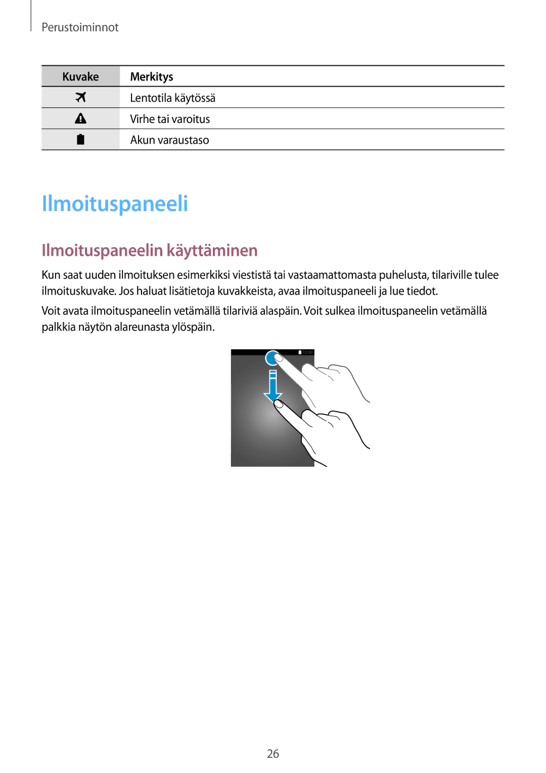 Samsung SM-G357FZWZHTS, SM-G357FZAZNEE, SM-G357FZAZVDS, SM-G357FZWZTEN, SM-G357FZWZVDS manual Ilmoituspaneelin käyttäminen 