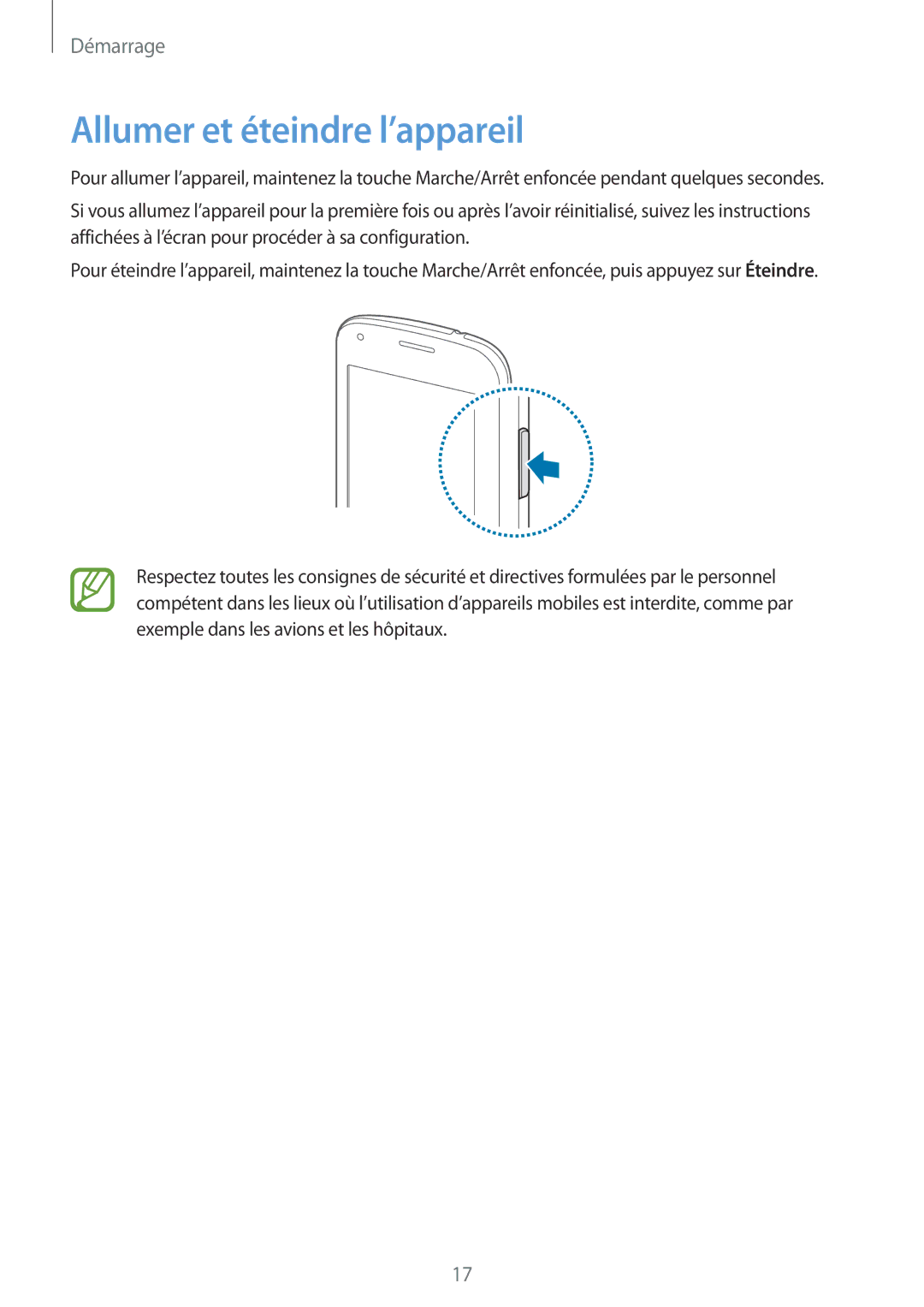 Samsung SM-G357FZAZXEF, SM-G357FZAZSFR, SM-G357FZWZBOG, SM-G357FZWZXEF, SM-G357FZWZFTM manual Allumer et éteindre l’appareil 