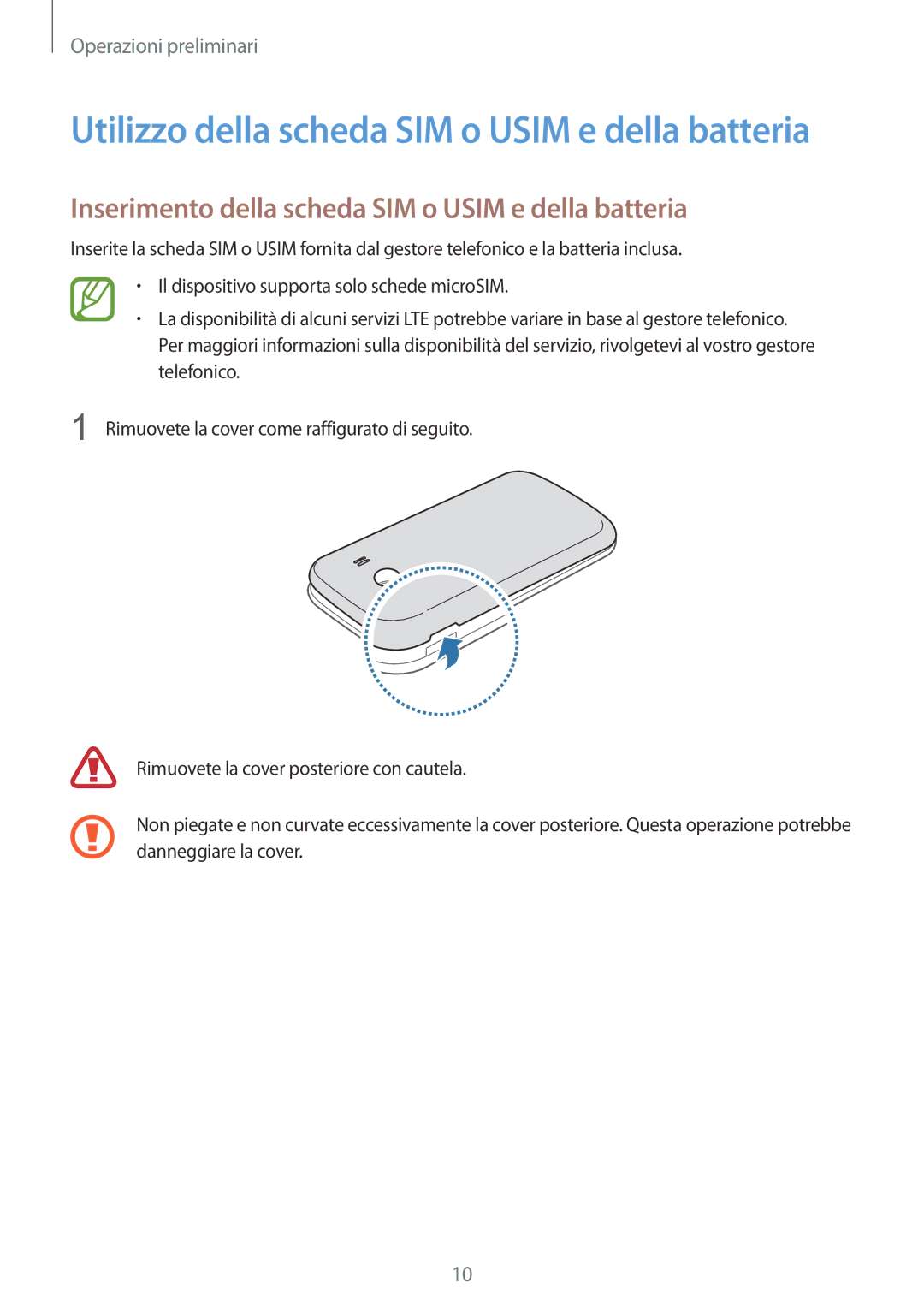 Samsung SM-G357FZWZTIM, SM-G357FZWZXEO, SM-G357FZAZIDE, SM-G357FZAZTPL Utilizzo della scheda SIM o Usim e della batteria 