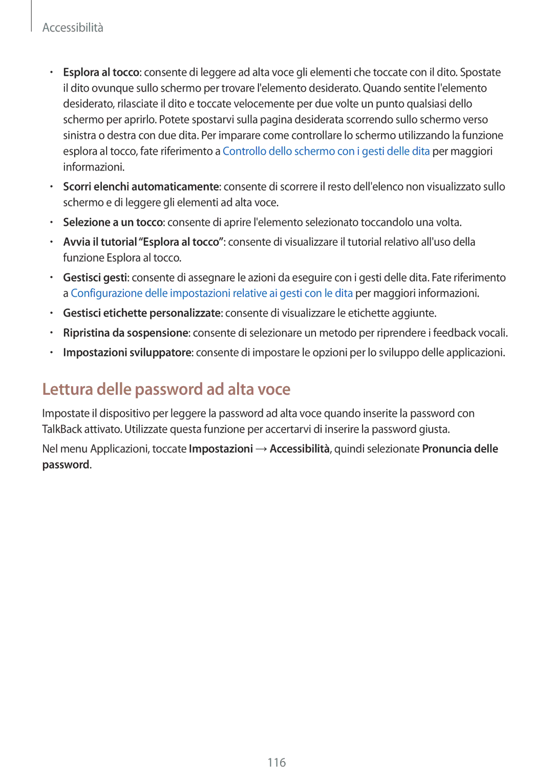 Samsung SM-G357FZAZTIM, SM-G357FZWZXEO, SM-G357FZAZIDE, SM-G357FZAZTPL, SM-G357FZAZPLS Lettura delle password ad alta voce 