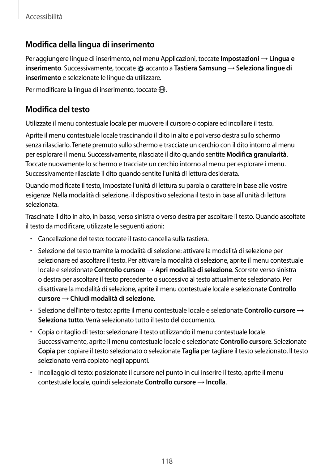 Samsung SM-G357FZAZITV, SM-G357FZWZXEO, SM-G357FZAZIDE manual Modifica della lingua di inserimento, Modifica del testo 