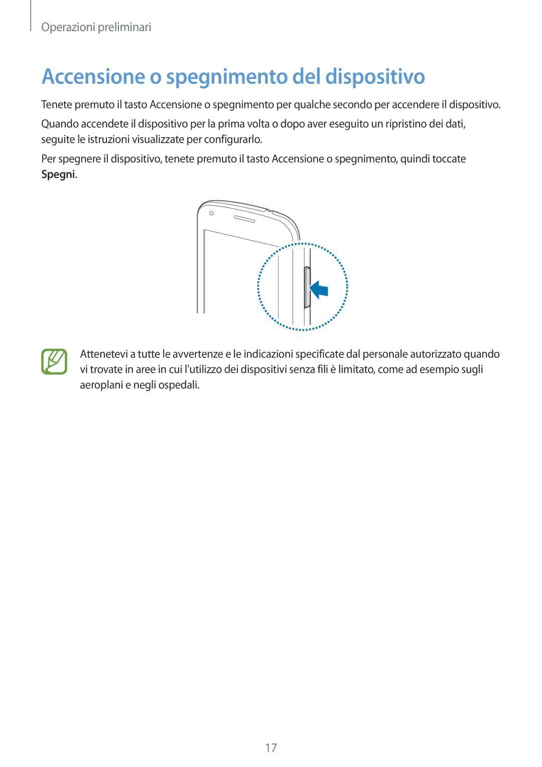 Samsung SM-G357FZAZTIM, SM-G357FZWZXEO, SM-G357FZAZIDE, SM-G357FZAZTPL manual Accensione o spegnimento del dispositivo 