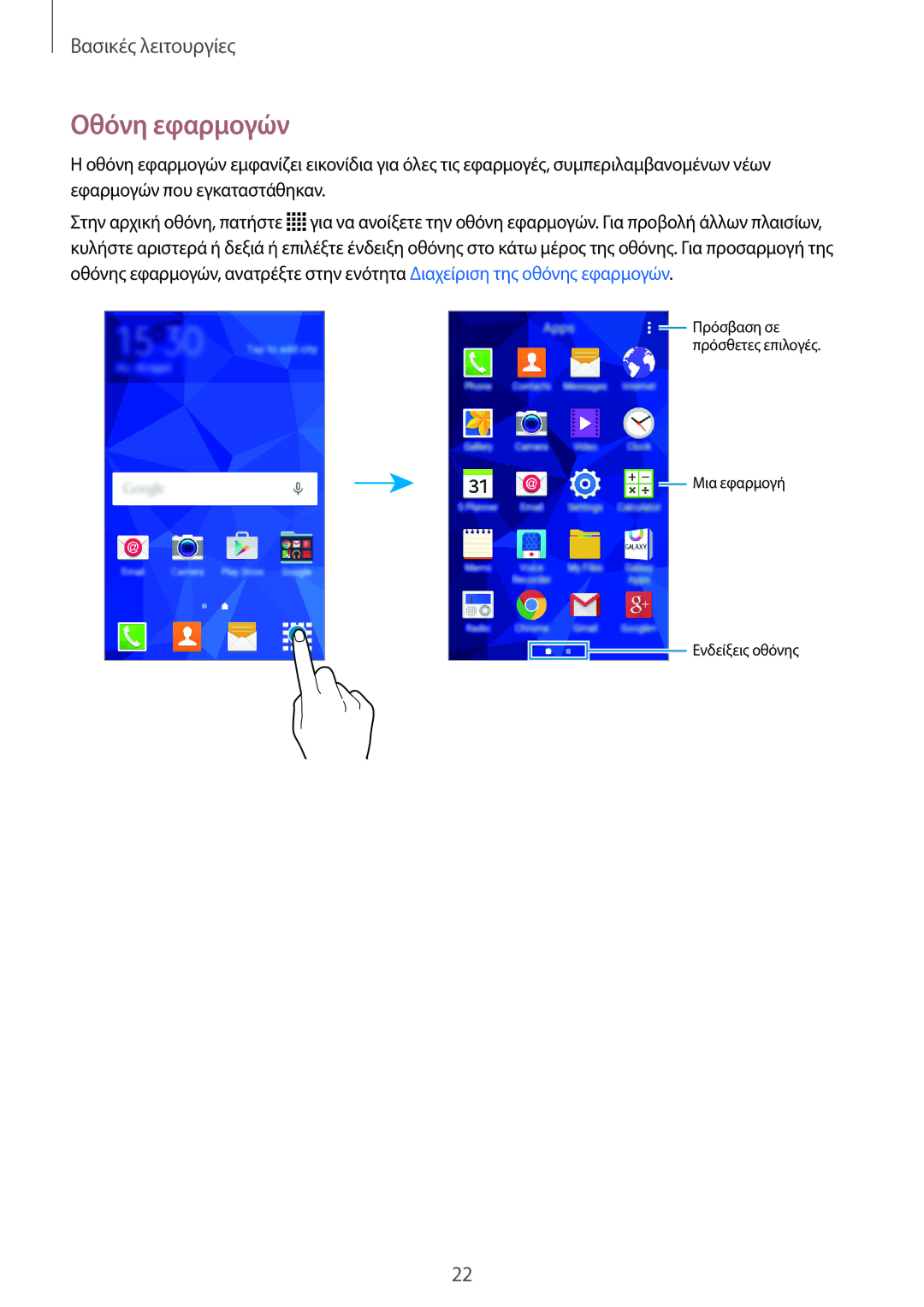 Samsung SM-G360FZWAVGR, SM-G360FHAAVGR, SM-G360FHAAEUR, SM-G360FZWAEUR manual Οθόνη εφαρμογών 