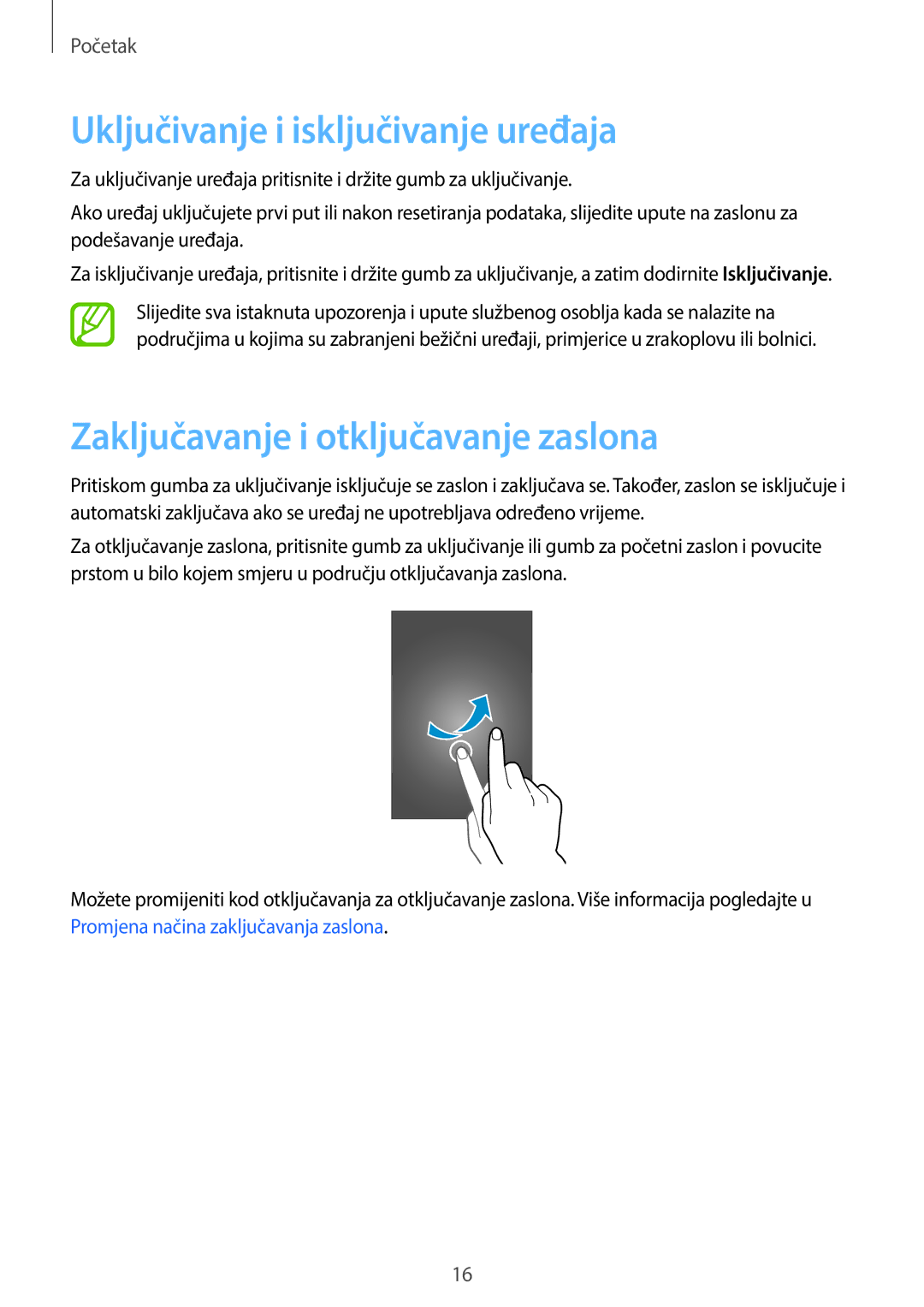 Samsung SM-G360FHAAVIP, SM-G360FZSASEE manual Uključivanje i isključivanje uređaja, Zaključavanje i otključavanje zaslona 