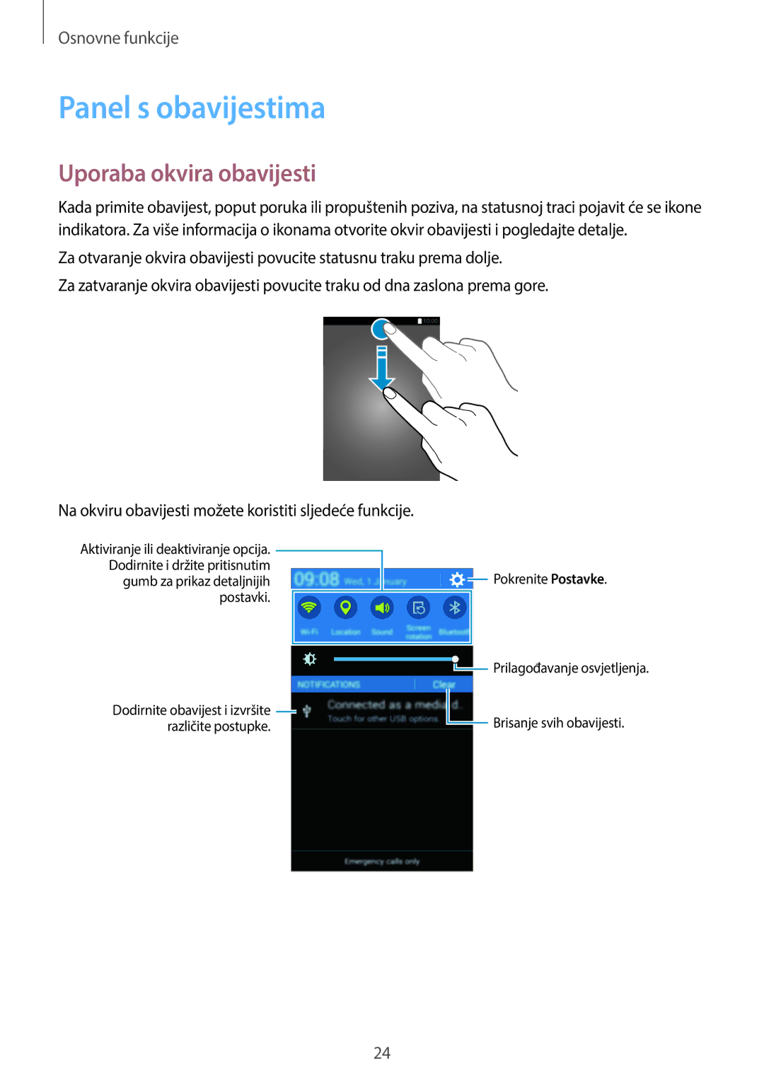 Samsung SM-G360FHAASEE, SM-G360FZSASEE, SM-G360FHAAVIP, SM-G360FZWASEE manual Panel s obavijestima, Uporaba okvira obavijesti 