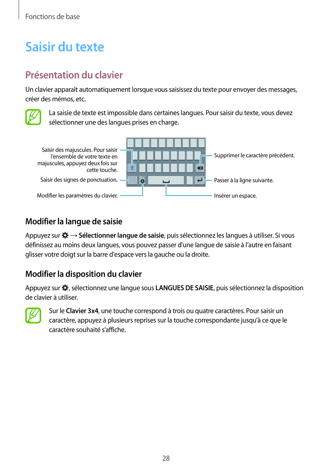 Samsung SM-G360FZSAXEF, SM-G360FHAASFR manual Saisir du texte, Présentation du clavier, Modifier la langue de saisie 