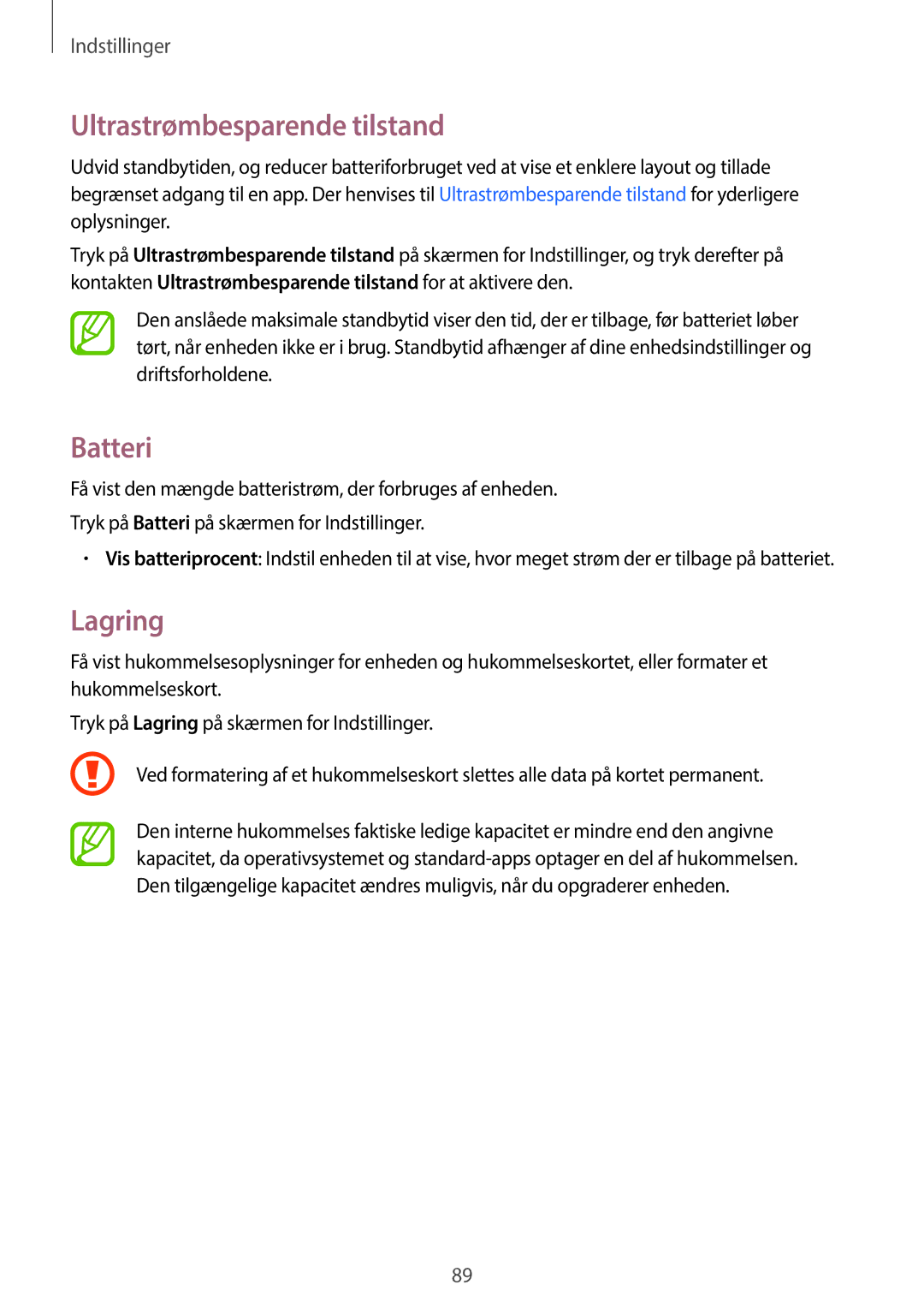 Samsung SM-G360FZSANEE, SM-G360FZWANEE, SM-G360FHAANEE manual Batteri, Lagring 