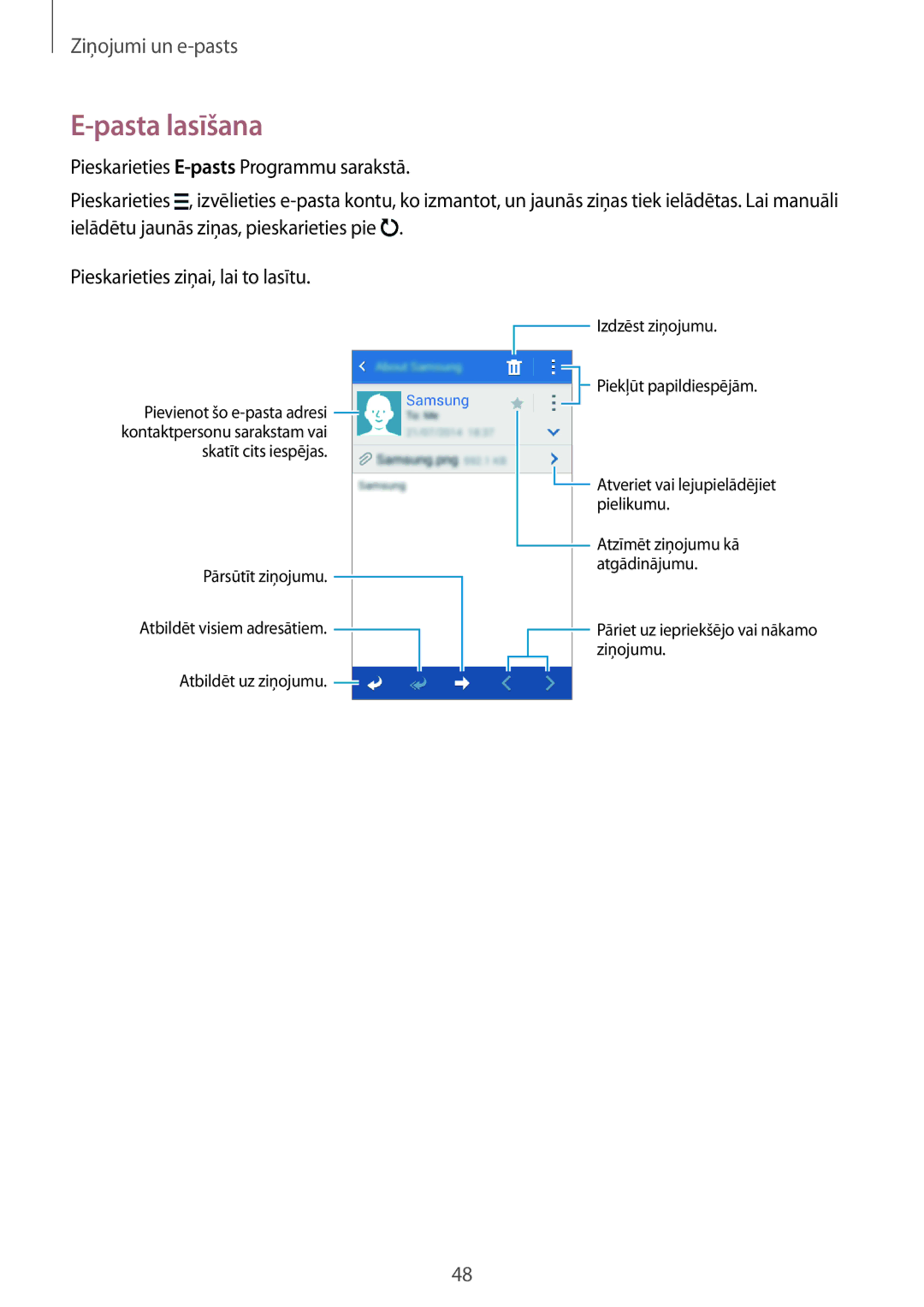 Samsung SM-G360FZWASEB, SM-G360FZSASEB, SM-G360FHAASEB manual Pasta lasīšana 