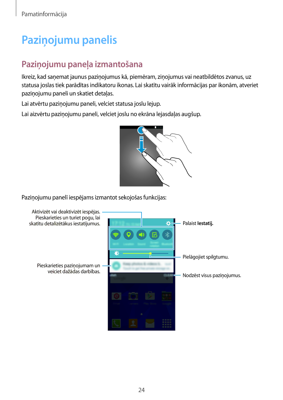 Samsung SM-G360FZWASEB, SM-G360FZSASEB, SM-G360FHAASEB manual Paziņojumu panelis, Paziņojumu paneļa izmantošana 