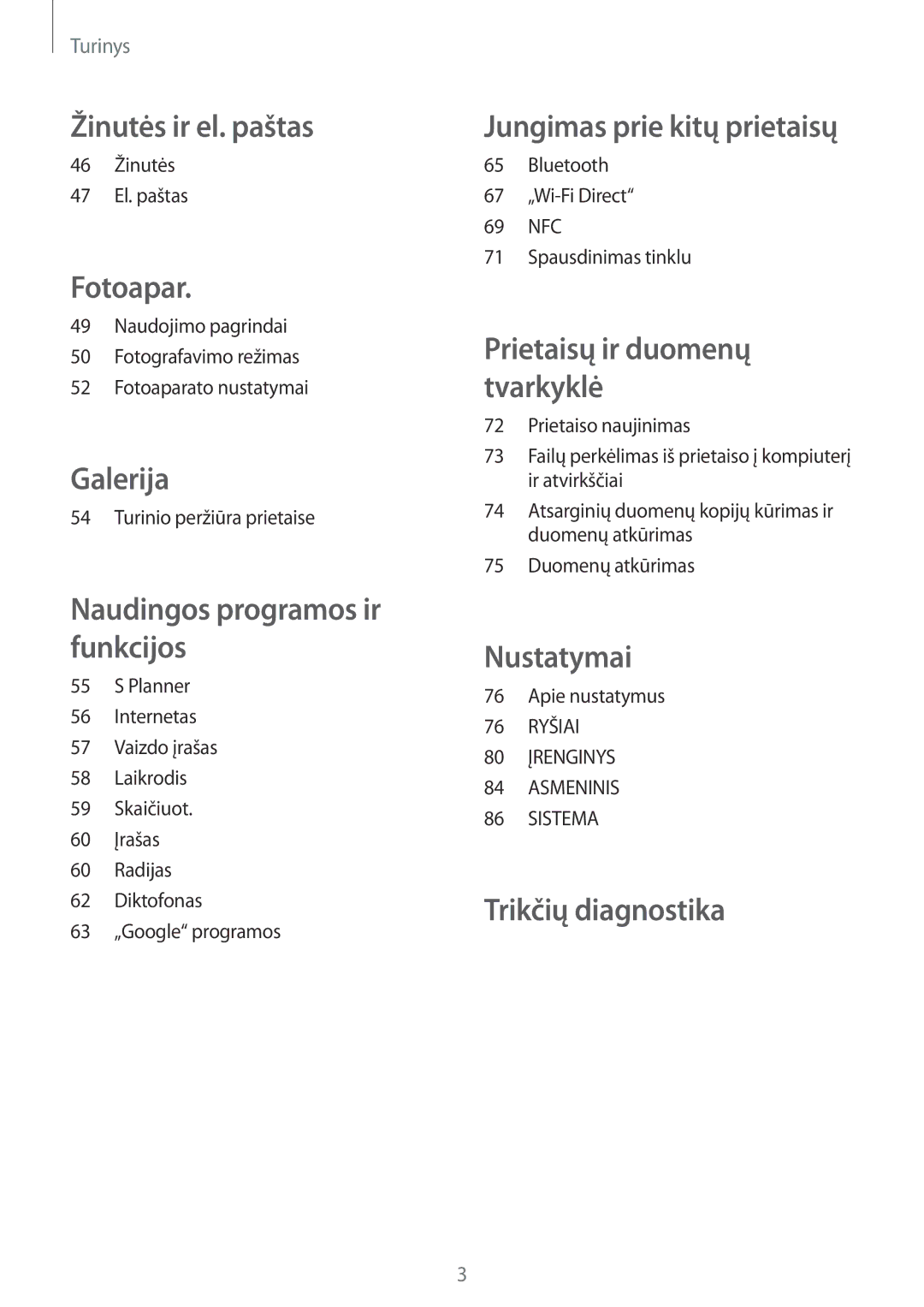 Samsung SM-G360FZWASEB, SM-G360FZSASEB, SM-G360FHAASEB manual Žinutės ir el. paštas 