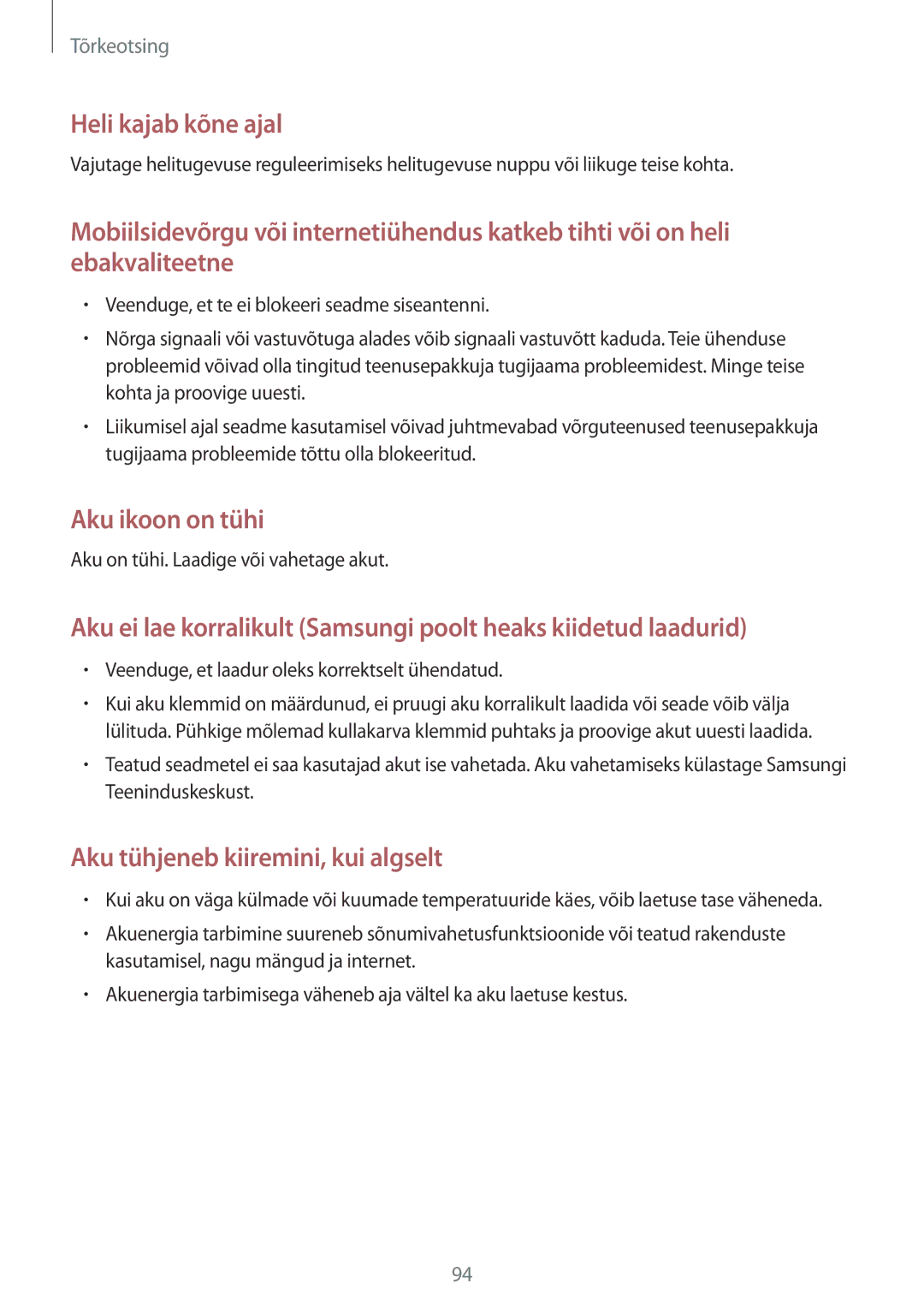 Samsung SM-G360FZSASEB, SM-G360FZWASEB, SM-G360FHAASEB manual Heli kajab kõne ajal 