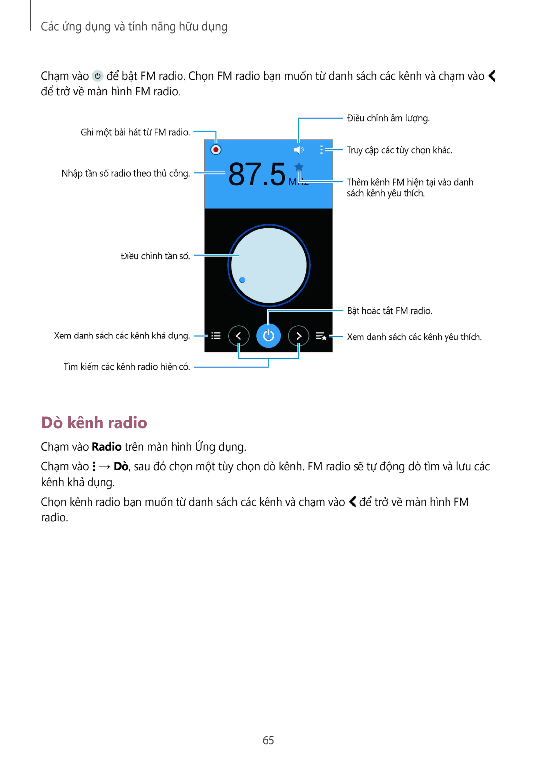 Samsung SM-G360HZSDXXV, SM-G360HHADXXV, SM-G360HZWDXXV manual Dò kênh radio 