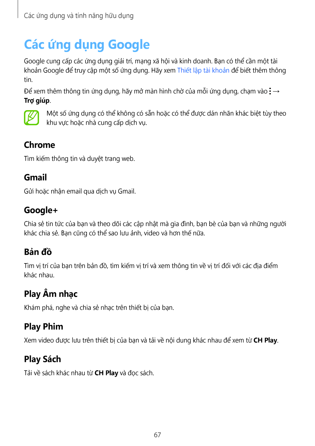 Samsung SM-G360HZWDXXV, SM-G360HHADXXV, SM-G360HZSDXXV manual Các ứng dụng Google, Google+ 