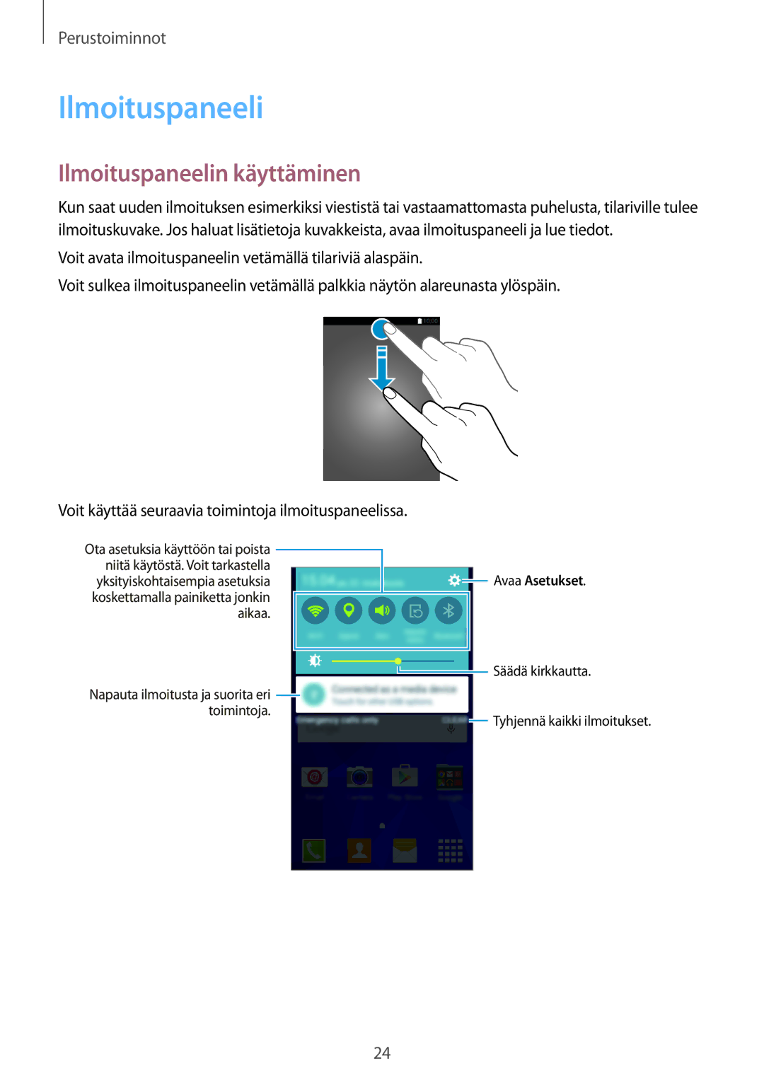 Samsung SM-G361FHAANEE, SM-G361FZWANEE manual Ilmoituspaneelin käyttäminen 