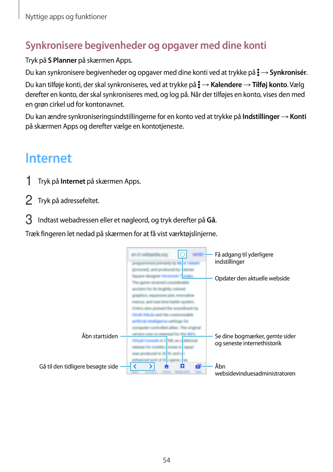 Samsung SM-G361FHAANEE Internet, Synkronisere begivenheder og opgaver med dine konti, Tryk på S Planner på skærmen Apps 