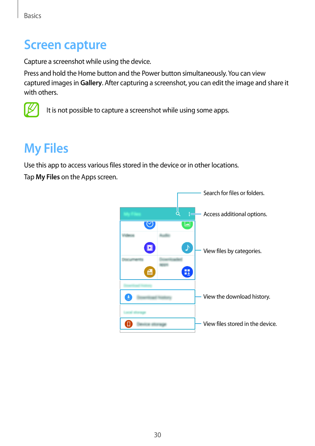 Samsung SM-G361FHAABGL, SM-G361FZSAXEF, SM-G361FHAAXEF, SM-G361FZWAXEF, SM-G361FZWAITV manual Screen capture, My Files 