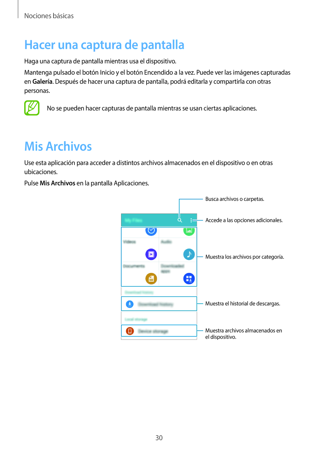 Samsung SM-G361FZWAPHE, SM-G361FZSAPHE manual Hacer una captura de pantalla, Mis Archivos 