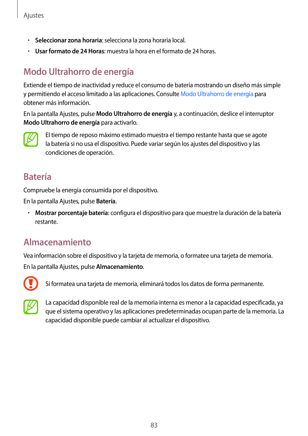 Samsung SM-G361FZSAPHE, SM-G361FZWAPHE manual Batería, Almacenamiento 