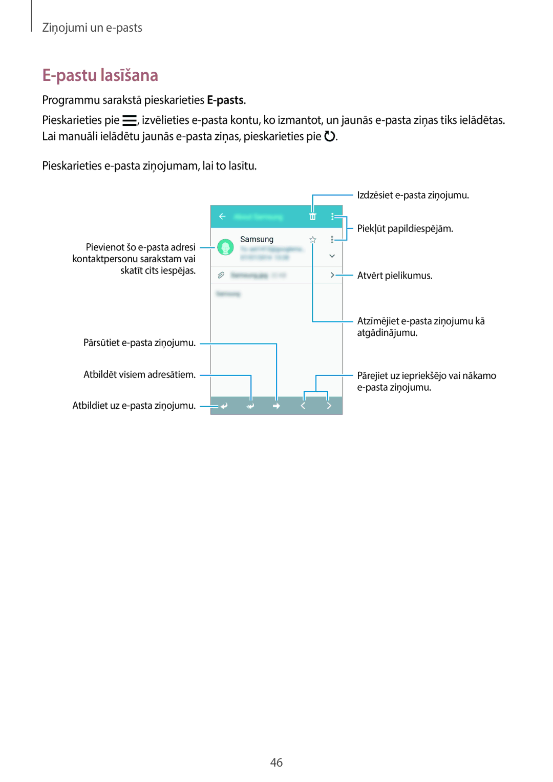 Samsung SM-G361FHAASEB, SM-G361FZWASEB, SM-G361FZSASEB manual Pastu lasīšana 