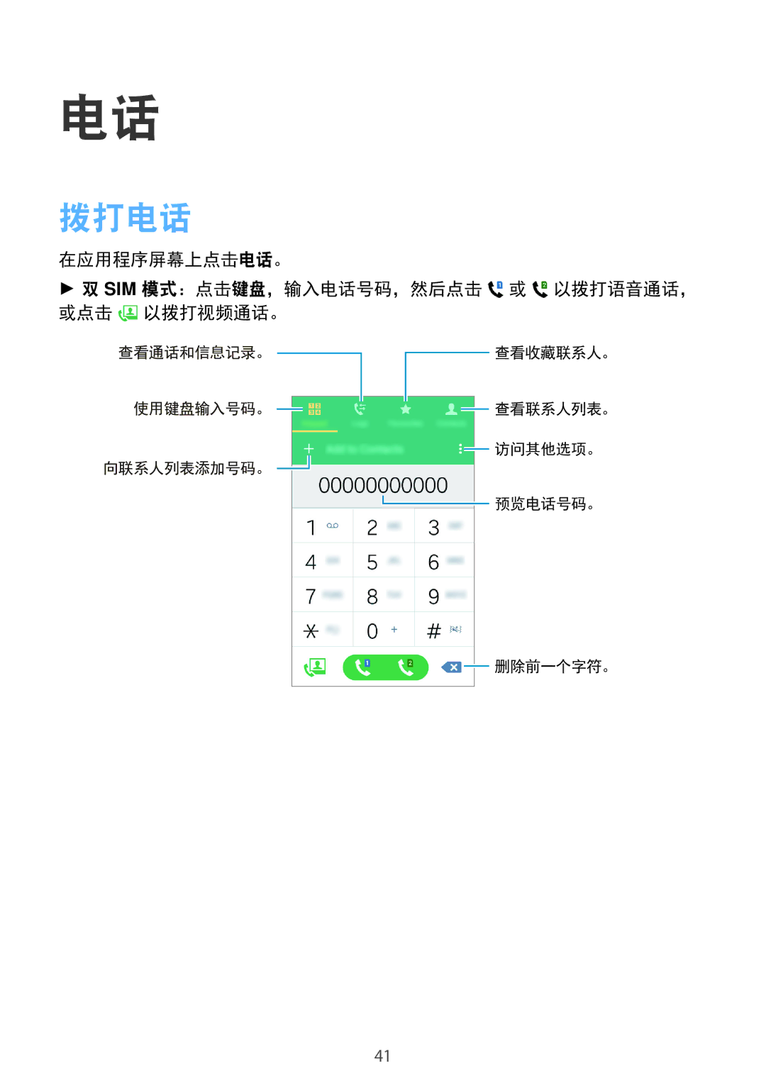 Samsung SM-G361HZSDXXV manual 拨打电话 