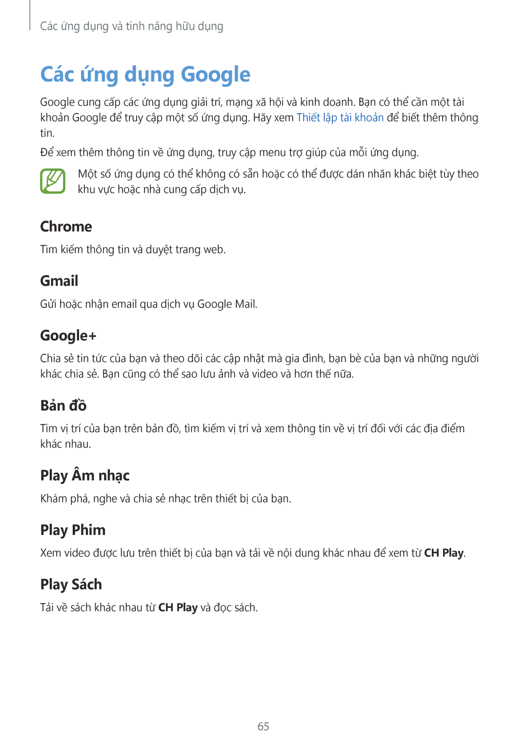 Samsung SM-G361HZSDXXV manual Các ứng dụng Google, Google+ 