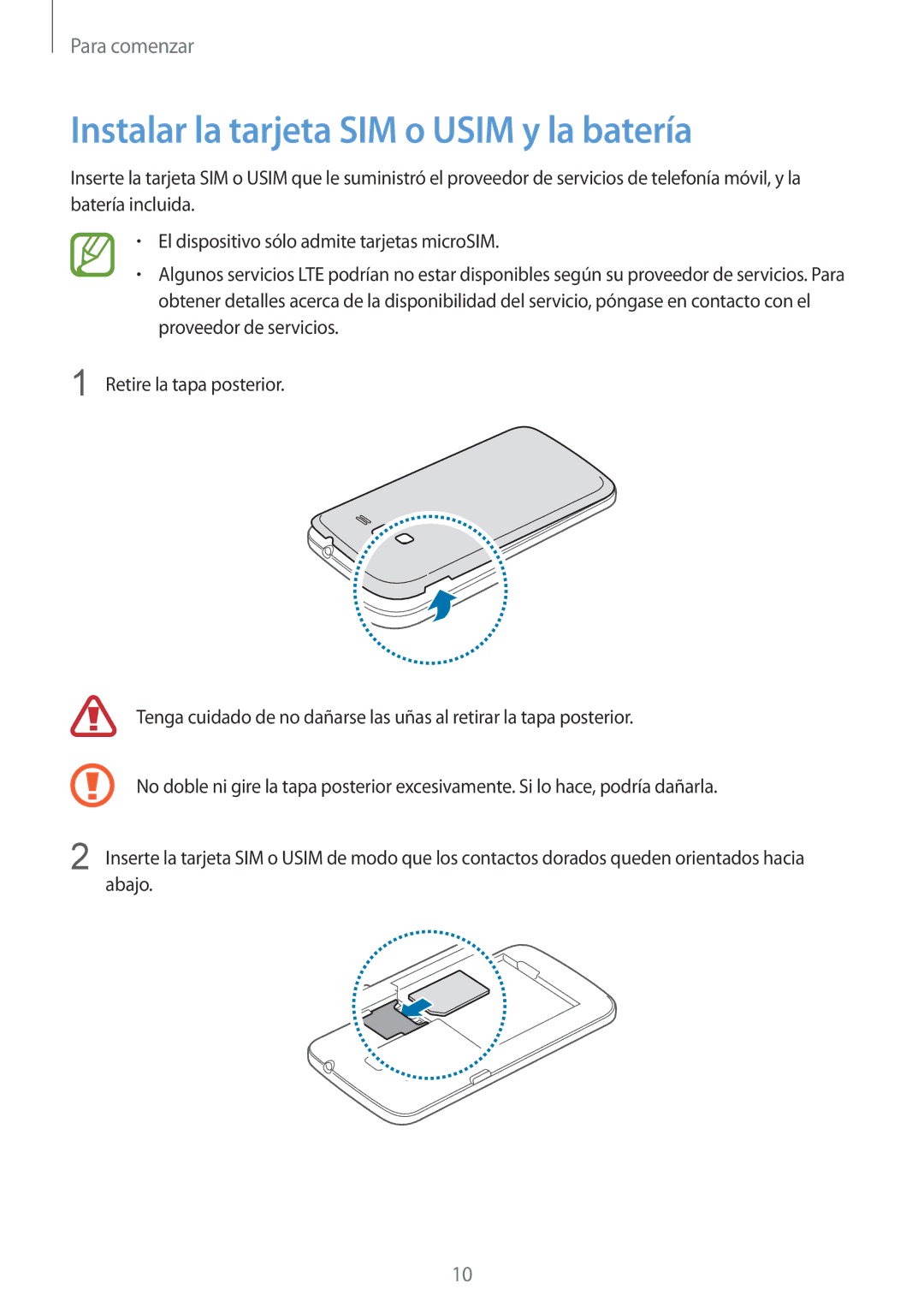 Samsung SM-G3815RWAOMN, SM-G3815ZBAPHE, SM-G3815RWAATL, SM-G3815RWAPHE manual Instalar la tarjeta SIM o Usim y la batería 