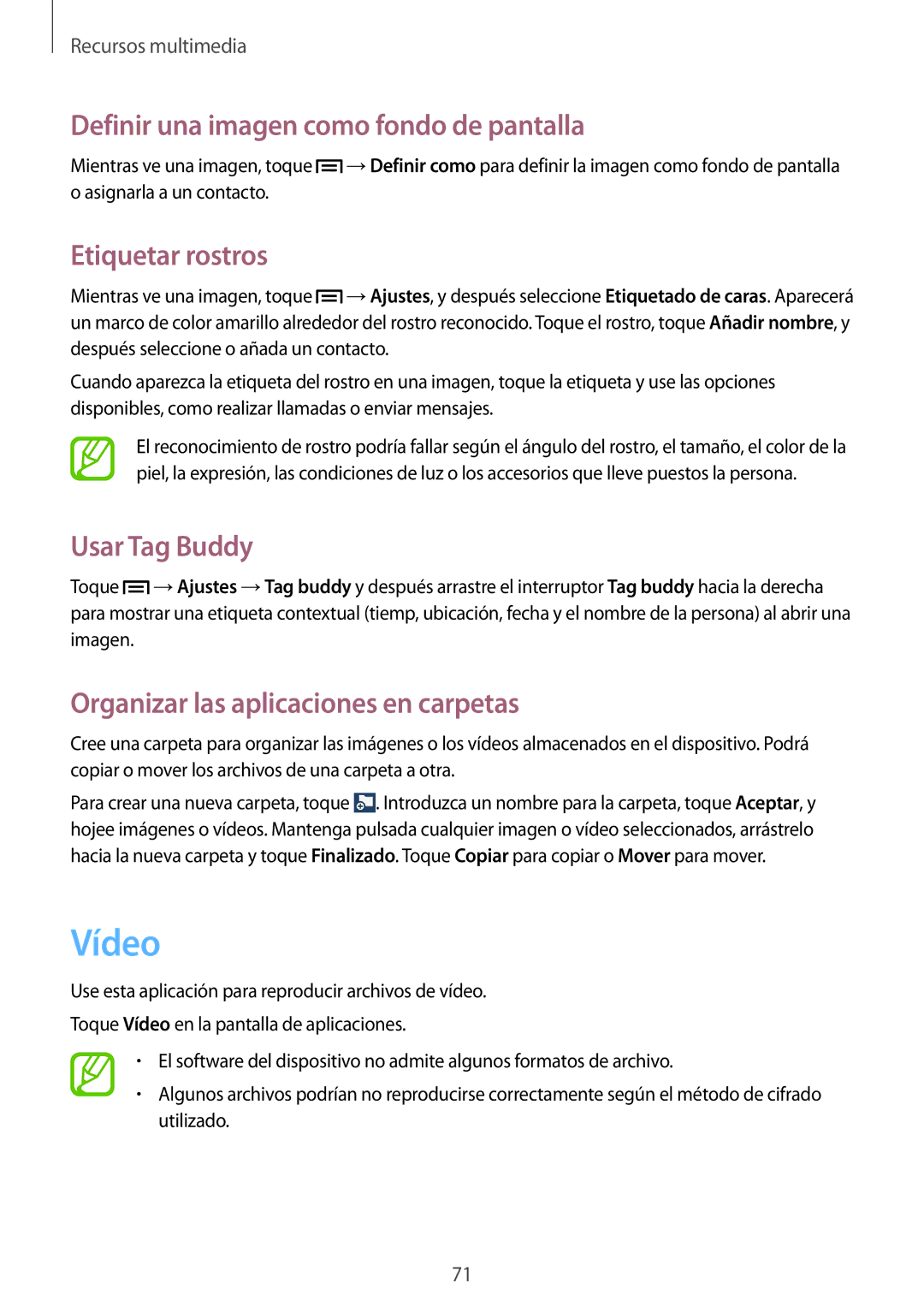 Samsung SM-G3815ZBAPHE, SM-G3815RWAOMN Vídeo, Definir una imagen como fondo de pantalla, Etiquetar rostros, Usar Tag Buddy 