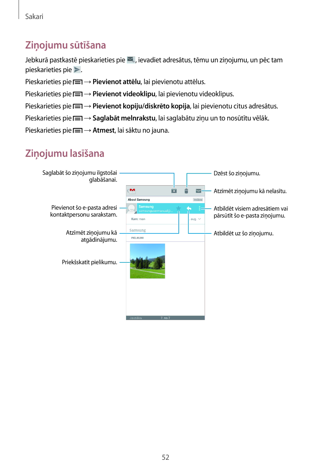 Samsung SM-G3815RWASEB, SM-G3815ZBASEB manual Dzēst šo ziņojumu Atzīmēt ziņojumu kā nelasītu 