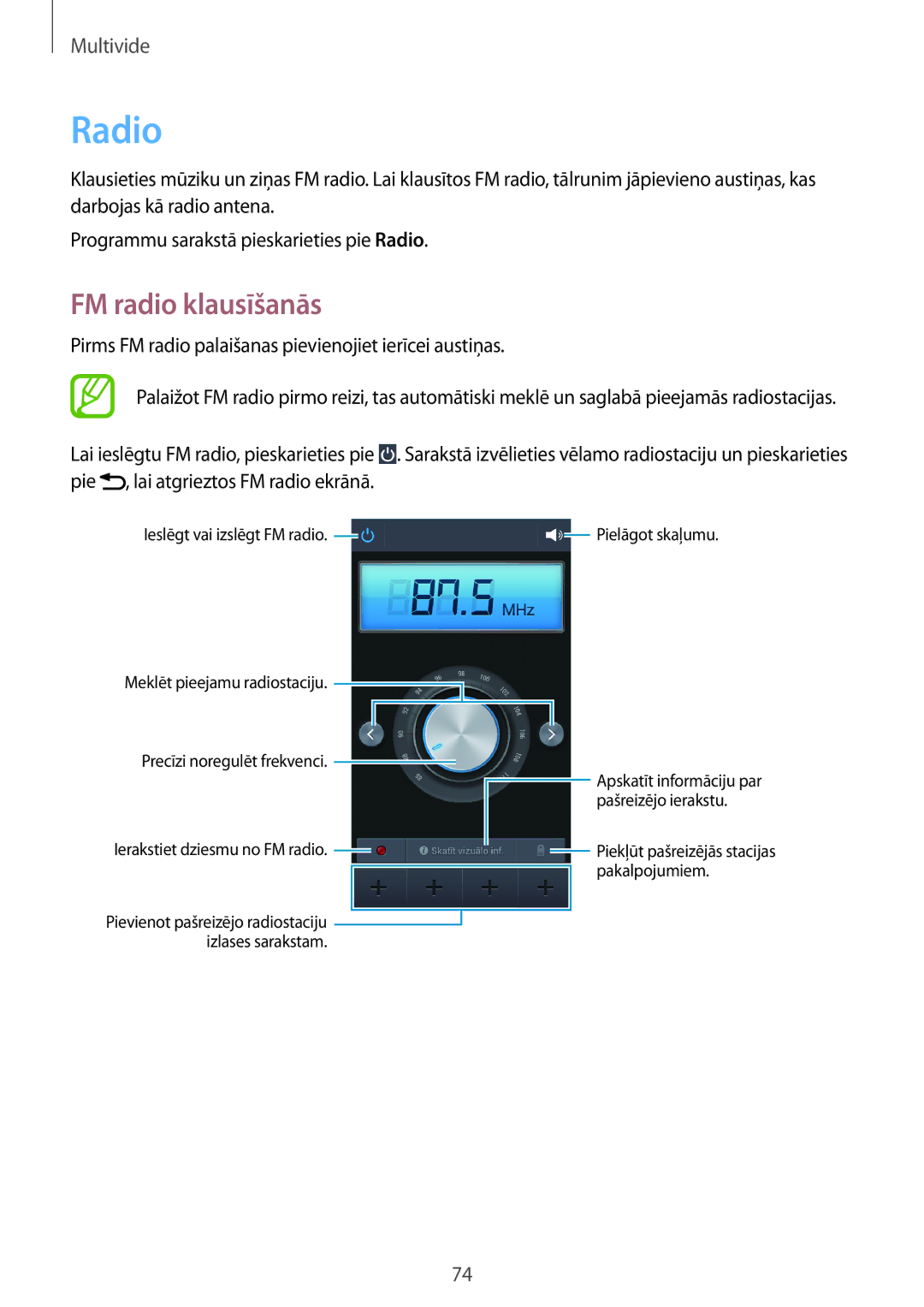 Samsung SM-G3815RWASEB, SM-G3815ZBASEB manual Radio, FM radio klausīšanās 