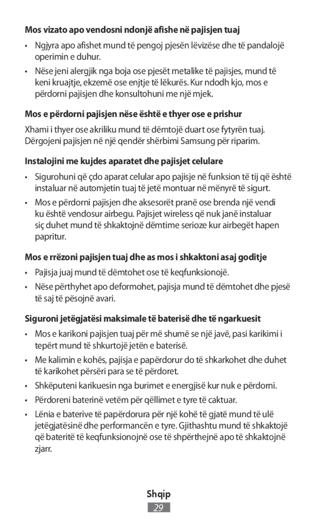 Samsung SM-N9005WDEDBT, SM-G3815RWAVGR, SM-G3815RWASEB manual Mos vizato apo vendosni ndonjë afishe në pajisjen tuaj 