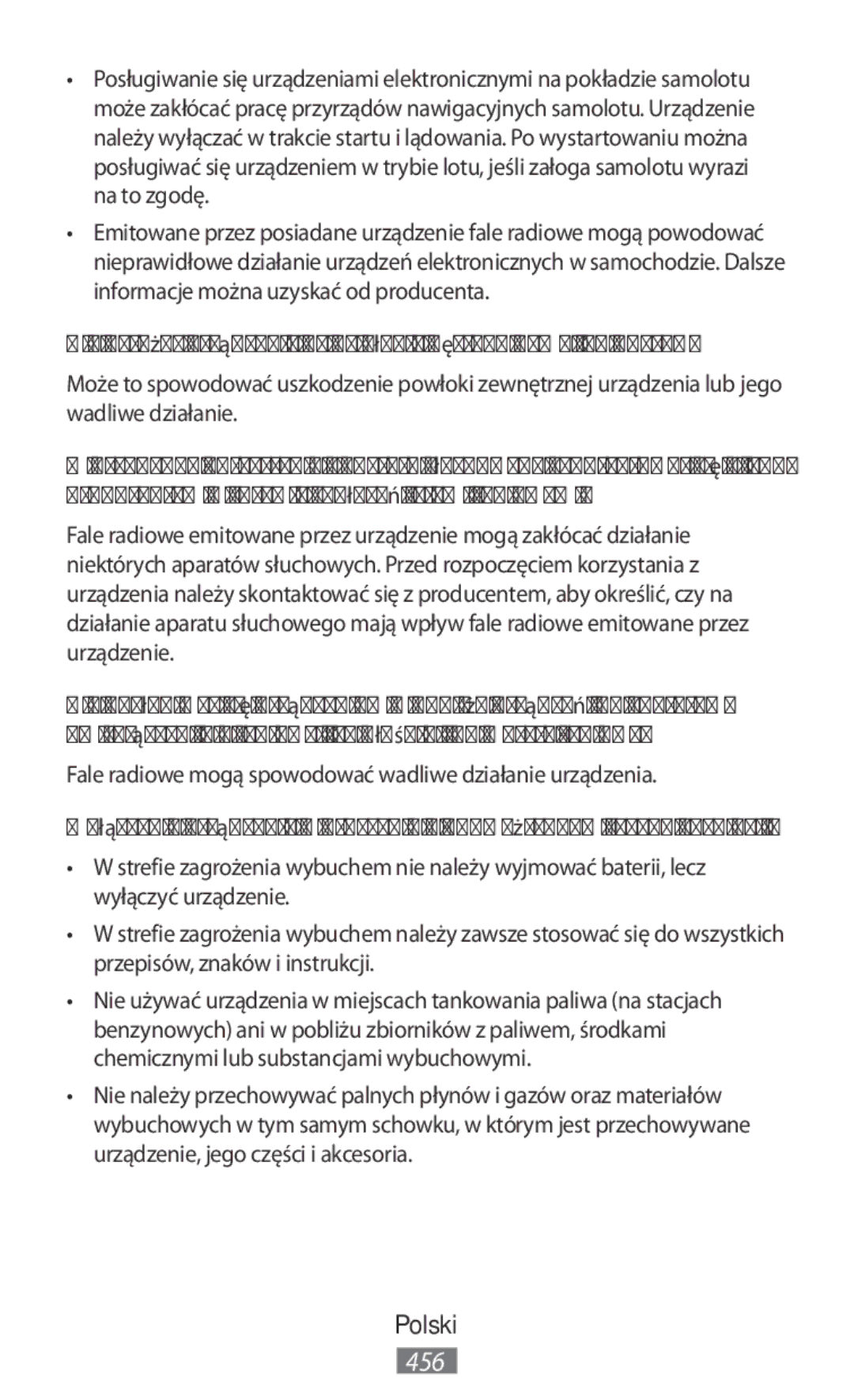 Samsung SM-N9005ZWEXEO, SM-G3815RWAVGR, SM-G3815RWASEB manual Nie narażać urządzenia na działanie gęstego dymu lub oparów 