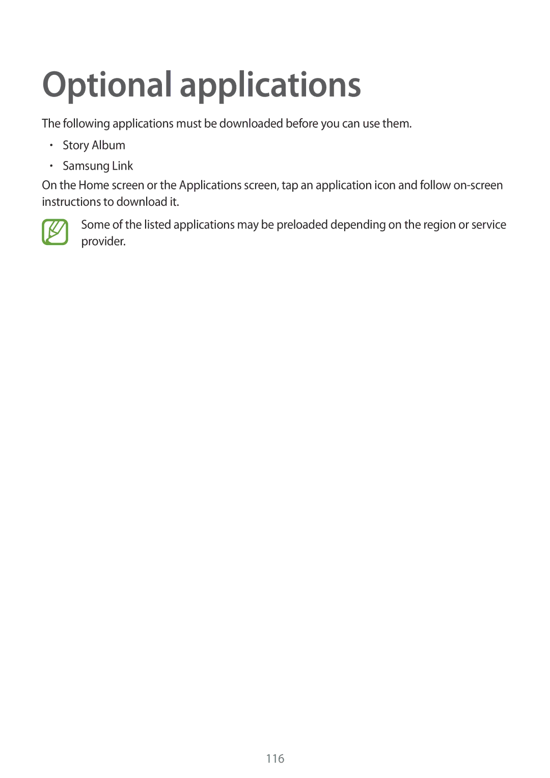 Samsung SM-G3815ZBAVGR, SM-G3815RWAVGR, SM-G3815RWASEB, SM-G3815ZBASEB, SM-G3815RWAVD2, SM-G3815ZBATCL Optional applications 